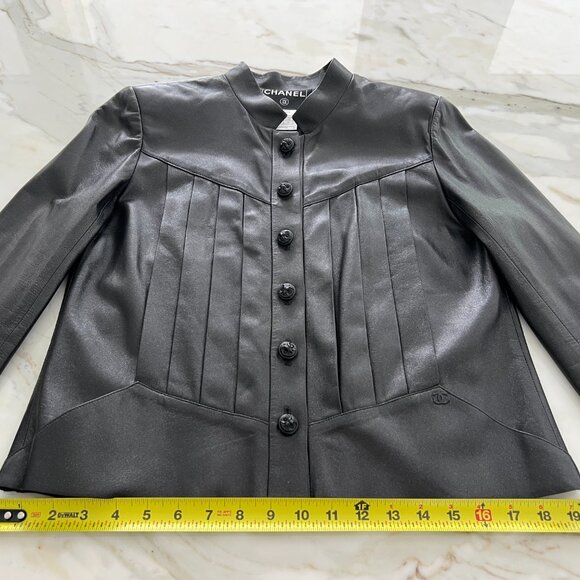 CHANEL 02 CC BLACK LEATHER JACKET SIZE FR 36 / US 4 - Picture 10 of 15